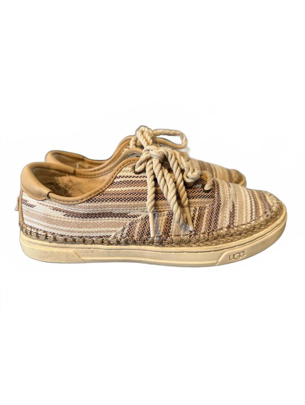 UGG Australia Eyan II Sneakers Women's Size 8.5 Beige Canvas Espadrille Shoes - Picture 3 of 5